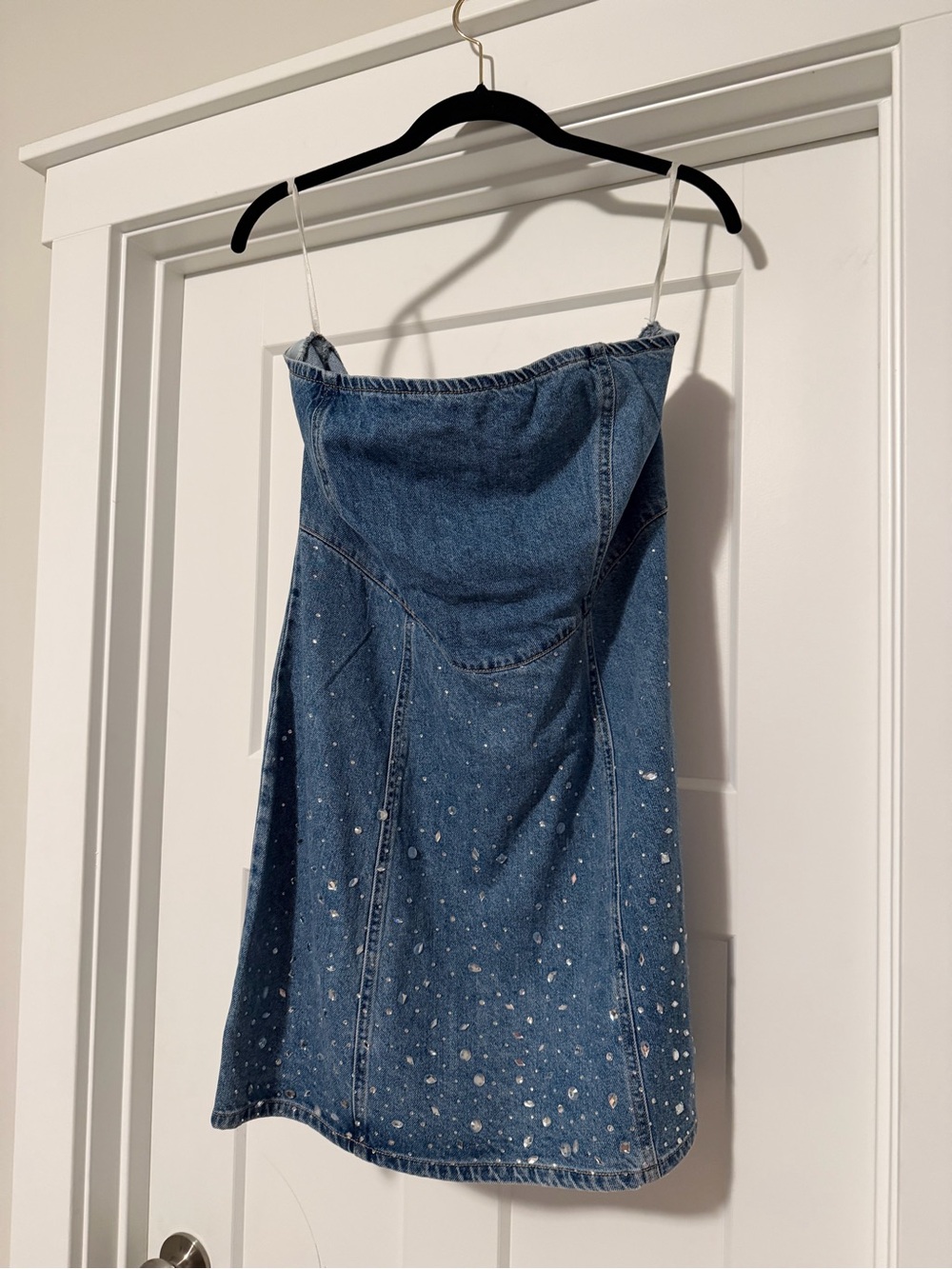 Forever 21 Blue Denim Mini Dress with Rhinestone Detail
